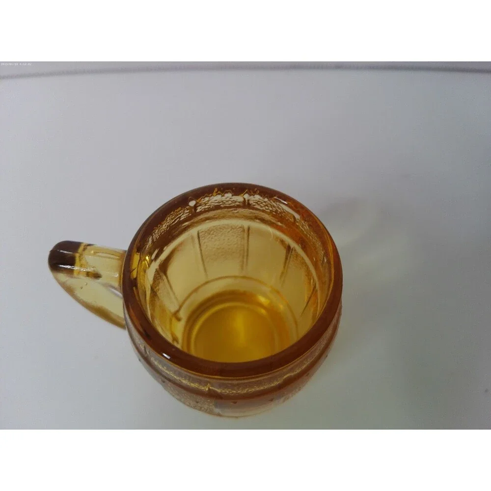 Tooth Pick Holder Amber Color Whiskey Barrel Shot Glass 2-1/4”